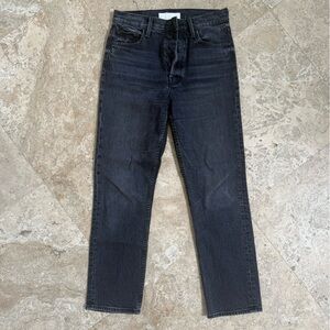 Dark Wash Straight Leg Jeans - Black